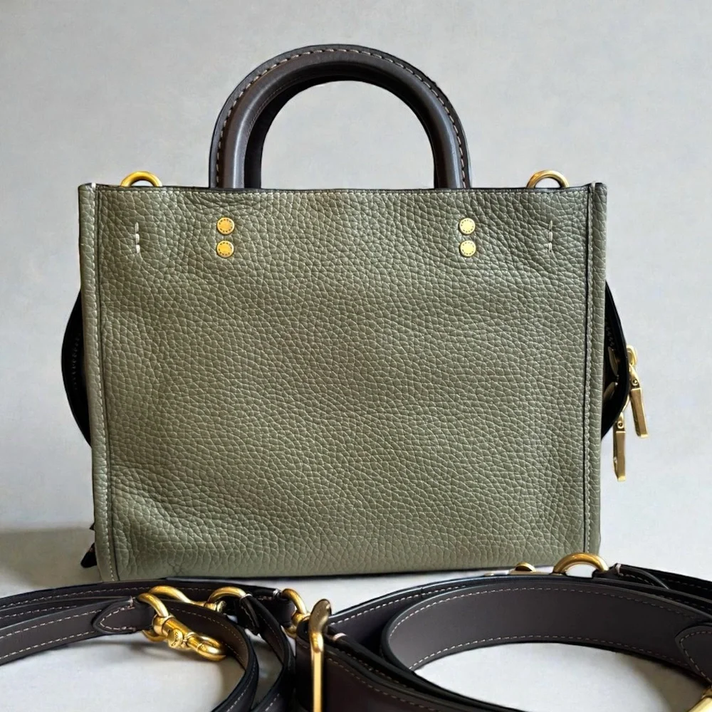 Coach Rogue 25 Color Block Satchel Amy Green and Large Dino Charm - Picture 6 of 15